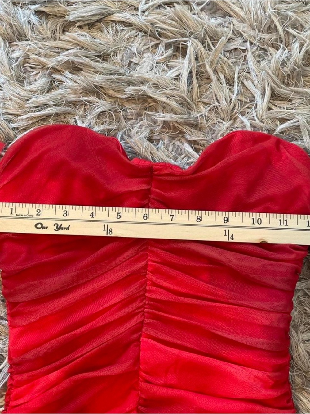 Off-Shoulder Red Ruched Bodycon Dress - Picture 4 of 7